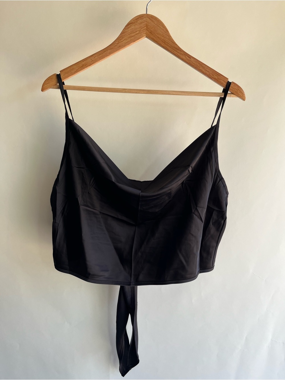 Avidlove Satin Tie Back Crop Top Open Back Scoop Neck Sz 2XL Women’s Black New
